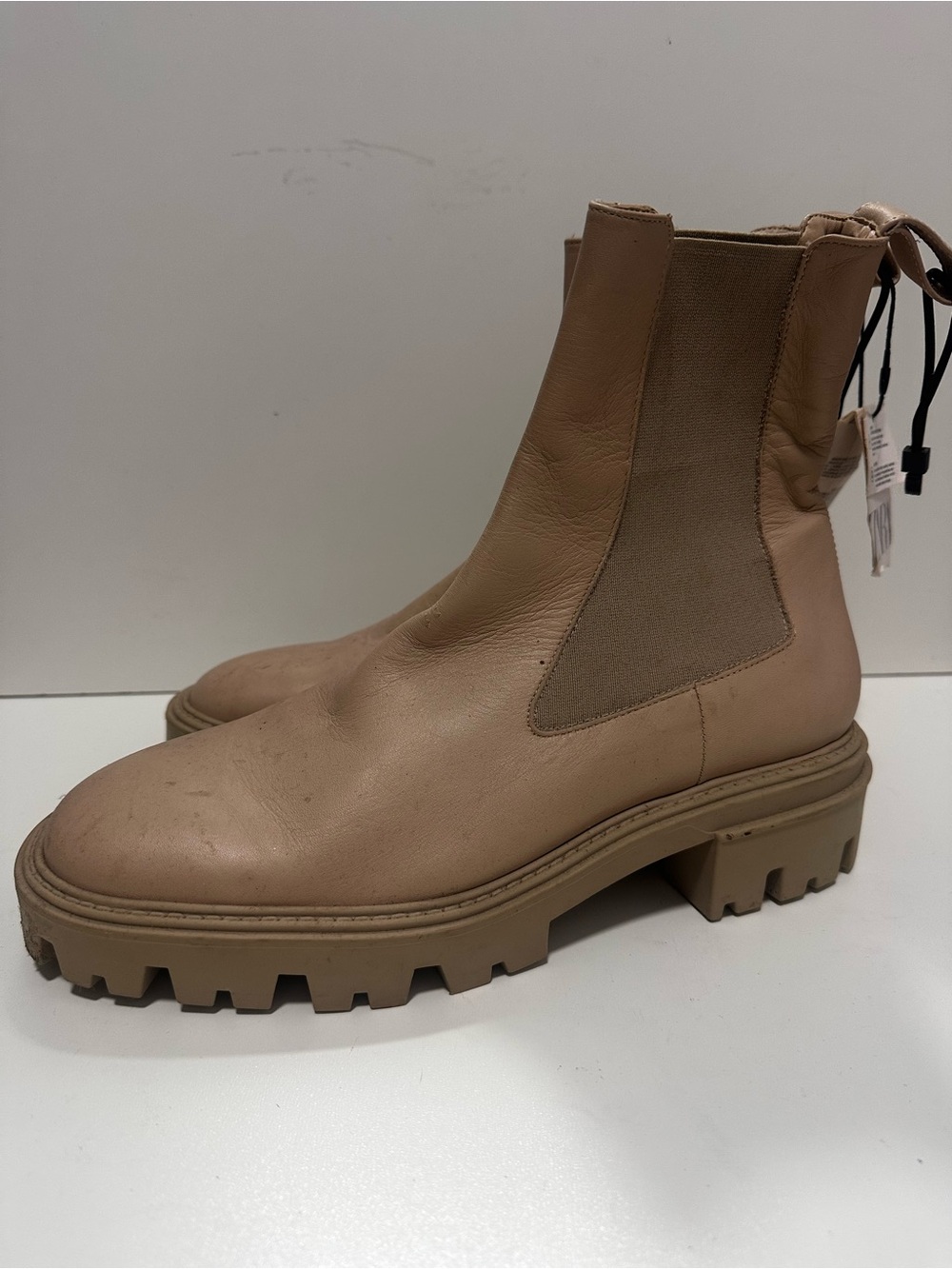 Zara Chelsea Light Beige Boots Women’s Size 10